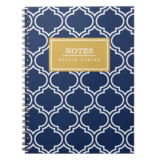 Carnet Motif Marocain Gold Nom Modèle (Devant)