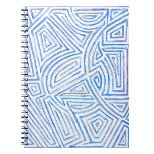 Carnet Motif "Maze" bleu et blanc