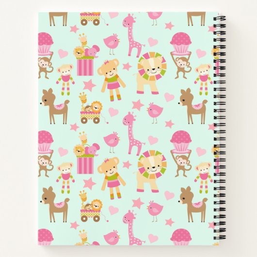 Carnet Motif mignon avec des animaux et des jouets heureu (Dos)