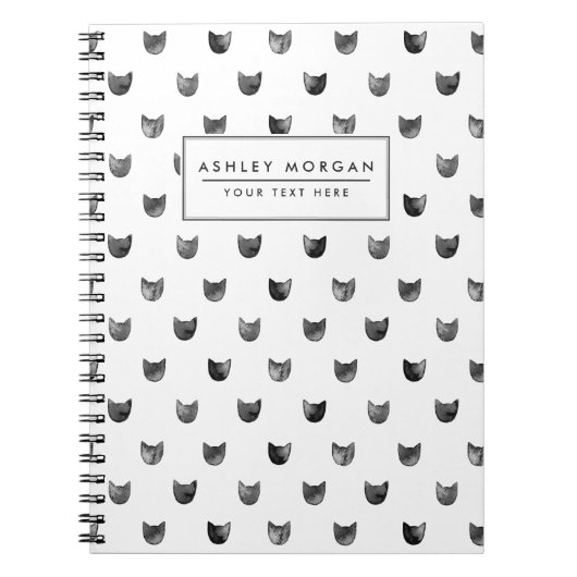 Carnet Motif mignon chic noir et blanc de chat (Devant)