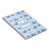 Carnet Motif mignon de monogramme de baleines bleues (Côté Droit)