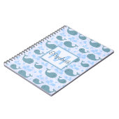 Carnet Motif mignon de monogramme de baleines bleues (Côté gauche)