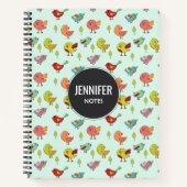 Carnet Motif mignon d'oiseaux Whimsical à main (Devant)