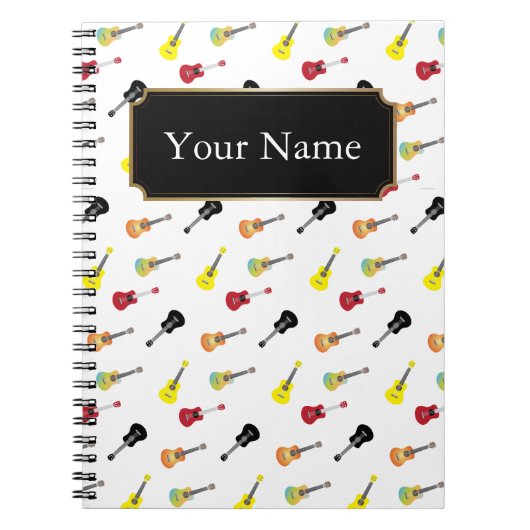Carnet Motif mignon d'ukulélé de musique avec le nom (Devant)