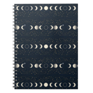 Carnet Motif minimaliste des phases lunaires avec des éto