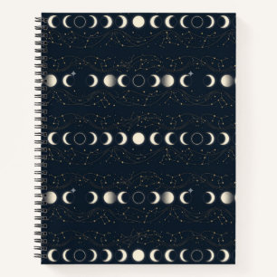 Carnet Motif minimaliste des phases lunaires avec des éto