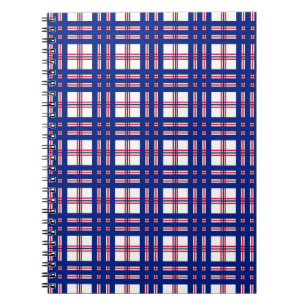 Carnet Motif Mod Plaid Rouge Blanc Bleu
