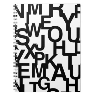 Carnet Motif moderne, abstrait, désordonné avec des lettr