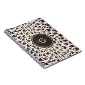 Carnet Motif moderne chic brun cheetah imprimé monogramme (Côté Droit)