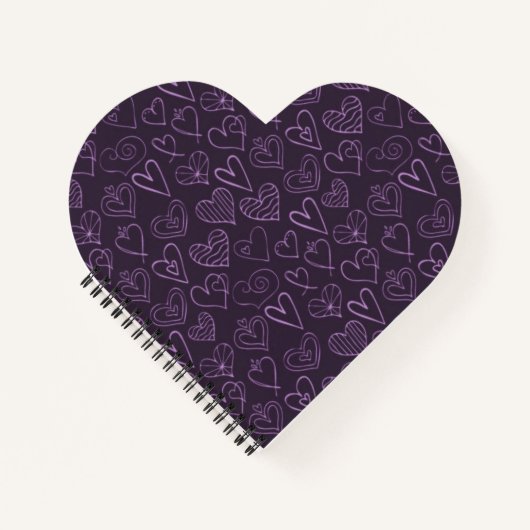 Carnet Motif moderne de coeur foncé violet (Devant)