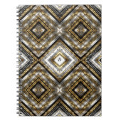 Carnet Motif moderne en argent, or et noir, monogramme (Devant)
