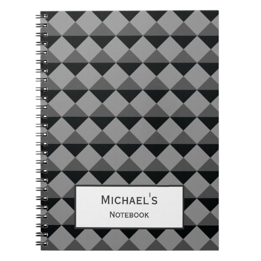 Carnet Motif moderne moderne Black Grey Diamond Triangle (Devant)
