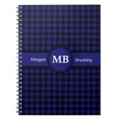 Carnet Motif moderne Monogram Blue Plaid (Devant)