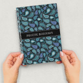Carnet Motif moderne Retro Blue Paisley