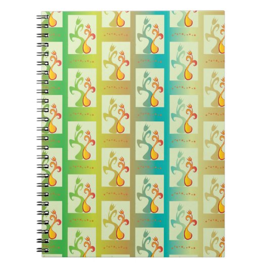Carnet Motif moderne vert, jaune et bleu Tulip Couple (Devant)