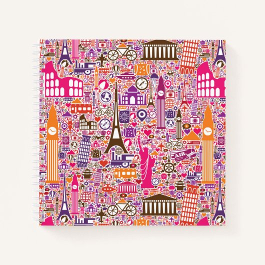 Carnet Motif mondial coloré (Devant)