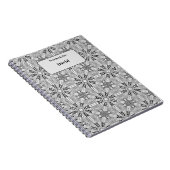 Carnet Motif monochrome unique en noir et blanc avec nom (Côté Droit)