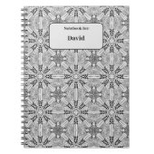 Carnet Motif monochrome unique en noir et blanc avec nom (Devant)