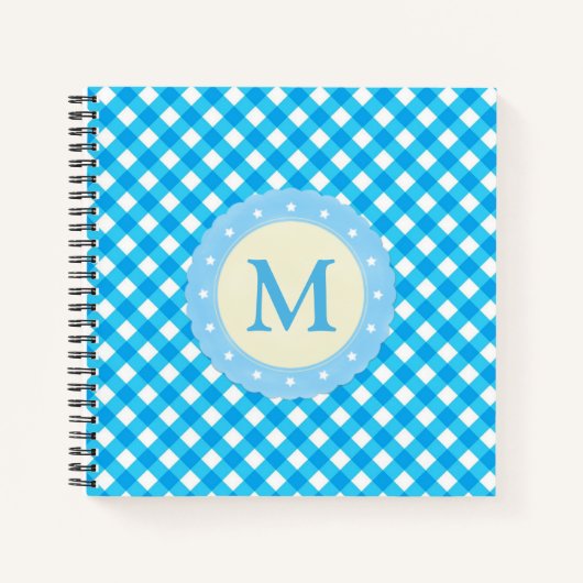 Carnet Motif Monogram Bright Blue En vichy (Devant)