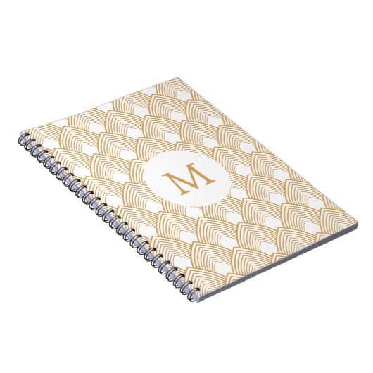 Carnet Motif Monogram Gold et White Art Déco (Côté Droit)