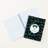 Carnet Motif Monogramme de jeu vidéo bleu néon et vert (Intérieur)