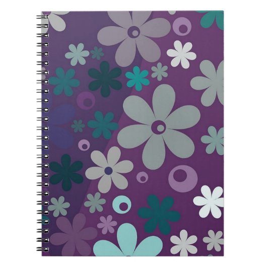 Carnet Motif mou à fleurs violettes (Devant)