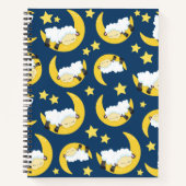 Carnet Motif mouton, Mouton couché, Lune, Étoiles (Devant)