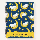 Carnet Motif mouton, Mouton dormant, Lune, Votre Nom (Devant)