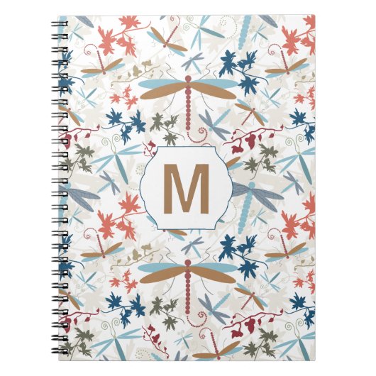 Carnet Motif multicolore Dragonfly avec Monogramme (Devant)
