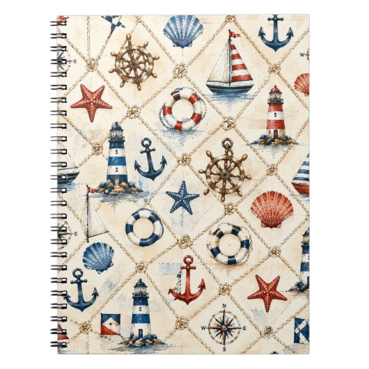 Carnet Motif nautique côtier sans couture (Devant)