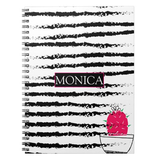 Carnet Motif noir blanc Cactus (Devant)