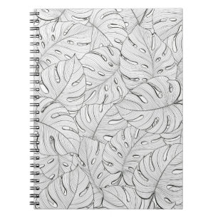 Carnet Motif noir blanc Feuille Monstera