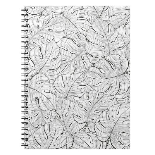 Carnet Motif noir blanc Feuille Monstera (Devant)