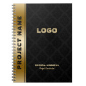 Carnet Motif noir Damasques or de l'accent de bande (Devant)