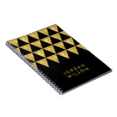 Carnet Motif noir élégant de triangle d'or de Faux (Côté Droit)