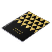 Carnet Motif noir élégant de triangle d'or de Faux (Côté gauche)