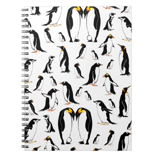 Carnet Motif noir et blanc pingouins (Devant)