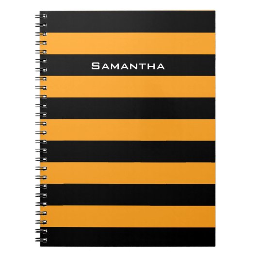 Carnet Motif noir et orange de rayures (Devant)