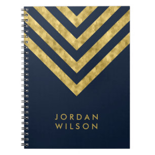 Carnet Motif nommé bleu élégant de Chevron d'or de Fau