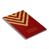 Carnet Motif nommé rouge élégant de Chevron d'or de Faux (Côté Droit)