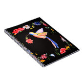 Carnet Motif Oiseau Et Fleurs, Fond De Fleurs, (Côté Droit)
