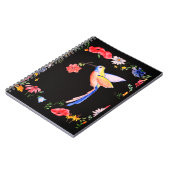 Carnet Motif Oiseau Et Fleurs, Fond De Fleurs, (Côté gauche)