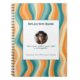 Carnet Motif ondulé orange et sarcelle personnalisé