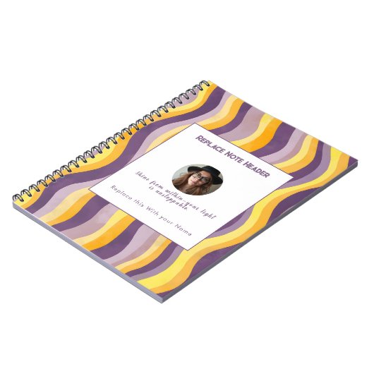 Carnet Motif ondulé personnalisé lavande et jaune (Côté gauche)