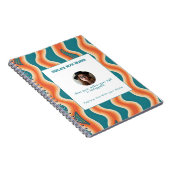 Carnet Motif ondulé sarcelle et orange personnalisé (Côté Droit)
