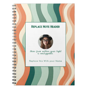 Carnet Motif ondulé vert et orange personnalisé