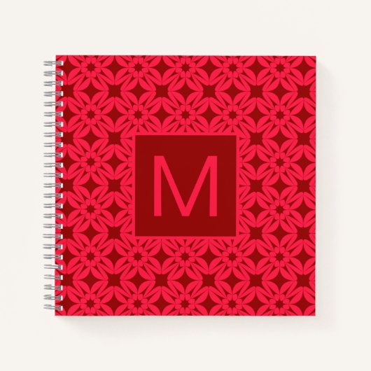 Carnet Motif Orné Rouge Clair Monogrammé (Devant)