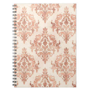 Carnet Motif ornemental à l'aquarelle en damas de pêche c