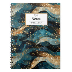Carnet Motif Pailleté d'Hiver Abstrait Bleu Marine Modern