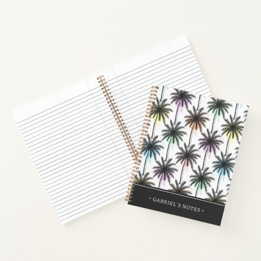 Carnet Motif Paint Drop Palm Tree | Ajouter Votre Nom (Intérieur)